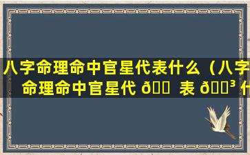 八字命理命中官星代表什么（八字命理命中官星代 🐠 表 🌳 什么生肖）